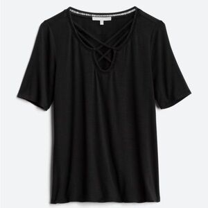 Black Breeli Criss Cross Front Knit Top by Daniel Rainn